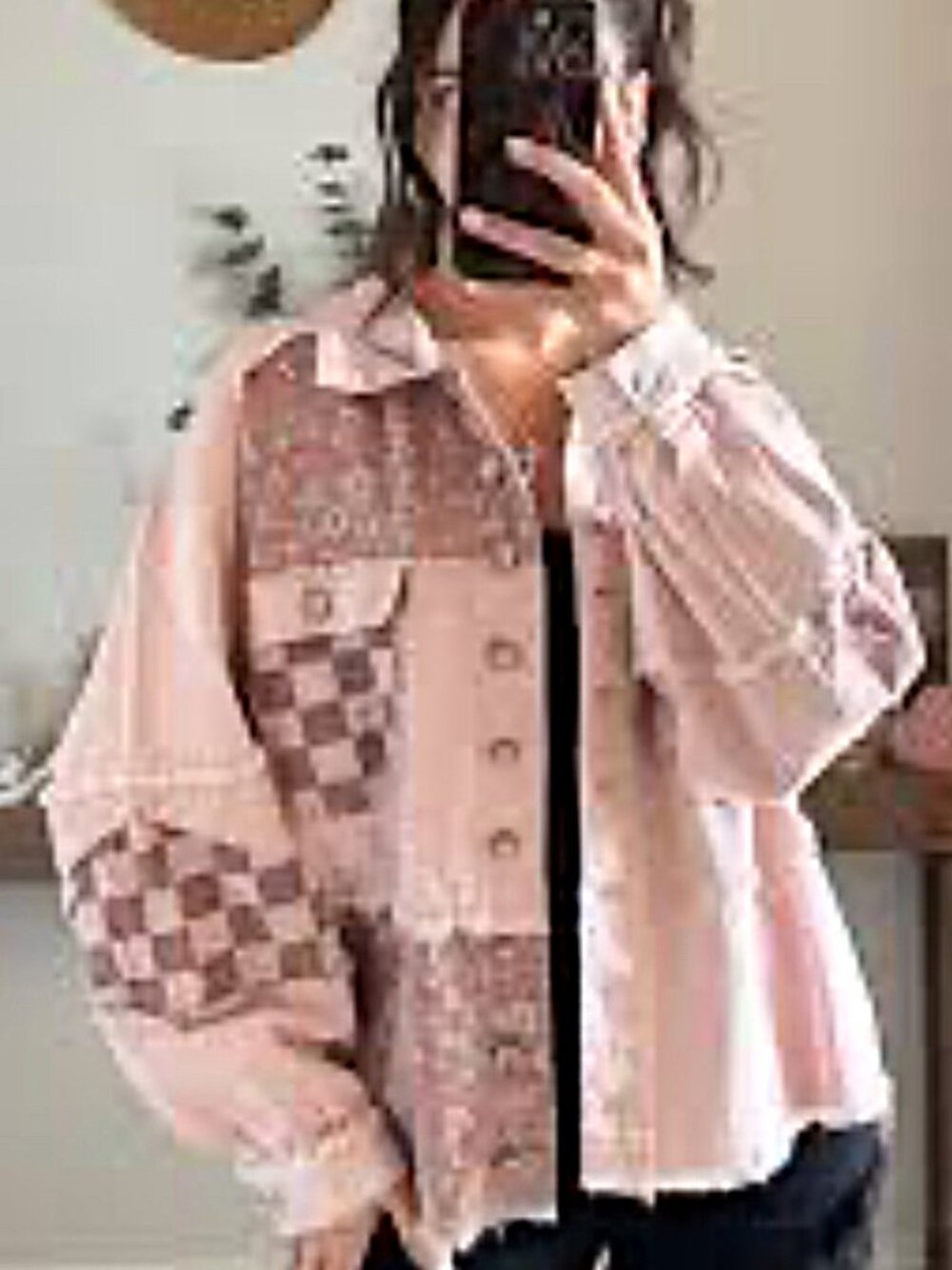 NEW LADIES SIZE M POL PINK PATCHWORK BUTTONED DENIM JACKET YKJ107B